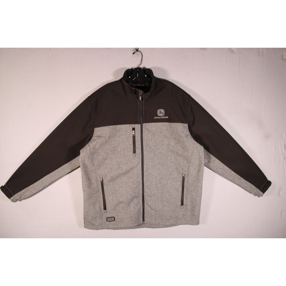 John Deere Dri Duck DDX Men's XL Gray Black Full Zip Softshell Jacket